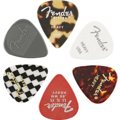 Imagen de Fender Material Medley Púas de guitarra con forma 351, multicolor, pesadas, paquete 6