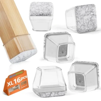 Imagen de BAIPOK 16 Piezas Protectores de Silla, Fundas Silicona para Piernas Silla con Fieltro Envuelto, Almohadillas Protectoras Pies Muebles