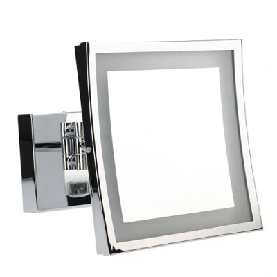 Imagen de LEDS·C4 LedsC4 Espejo de Aumento para Maquillaje con Luz LED. Retroiluminado Cuadrado Iluminación Baño Brazo Extendible y Ajustable. Cromo