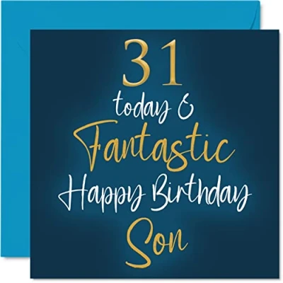 Imagen de Stuff4 Fantásticas tarjetas de cumpleaños número 31 para hijo Today &amp; Fantastic Tarjeta feliz mamá o papá, regalos hijo, felicitación