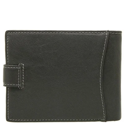 Imagen de Cartera de piel con cierre trabilla para hombre, negro