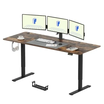 Imagen de FLEXISPOT Escritorio Eléctrico Ajustable en Altura con Tablero Blanca 200x80cm, Standing Desk para Computadora Gancho, Función de Memoria, Oficina y Dormitorio