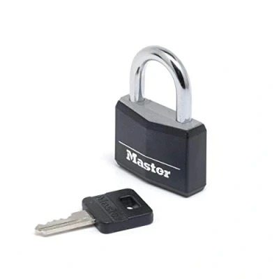 Imagen de Master Lock 9140EURDBLK Candado con Llave cuerpo de aluminio macizo revestido, Negro, 4 x 5.9 1.3 cm