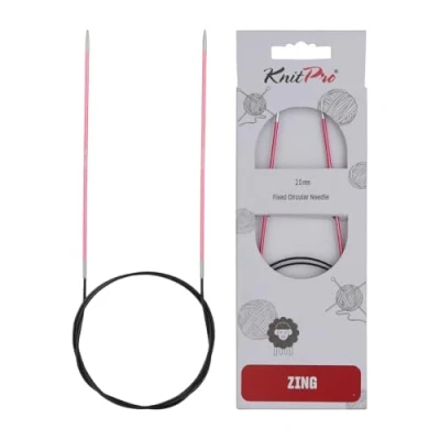 Imagen de Knit Pro 60 cm x 2,00 mm Aluminio Zing Fijo Circular para Tejer, Color Rosa
