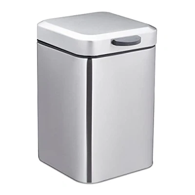 Imagen de Relaxdays Cubo Basura Pared, 3 litros, Papelera Baño Rectangular, Mecanismo Cierre Silencioso, 24,5x16x23 cm, Plateado, 24.5 x 16 23 cm