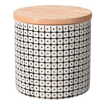 Imagen de BLOOMINGVILLE Recipiente con Tapa, hermético Carla Botes Cocina para Alimentos Ø 10 x H cm, Negro, Cerámica, Capacidad 400 ml