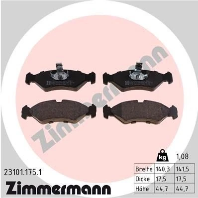 Imagen de ZIMMERMANN 23101.175.1 Juego de pastillas freno Foto correspondiente a la entrega FORD: KA Hatchback, FIESTA 3, 4