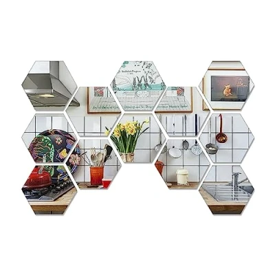 Imagen de CINGHIA Espejo Adhesivo Pared,Espejos Decorativos de Pared,12 Piezas Espejos Adhesivos Pared,Pegatinas Acrílico Pegatina,Espejo Decorativo Pared DIY Decoración