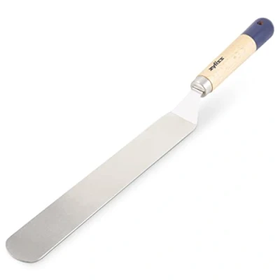 Imagen de Zyliss E980211 Espátula para Pastel en Ángulo, Madera/Acero Inoxidable, Plata/Natural/Azul, Extiende Glaseado/Mezclas de Pasteles/Decoración, Madera Origen Responsible