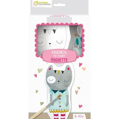 Imagen de Clairefontaine ES AVENUE MANDARINE Kit Créatif Enfant Chat en Coton Imprimé à Peindre Réalise ton Doudou Huguette le A Partir de 6 Ans PP033C Friends to Paint
