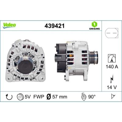 Imagen de VALEO 439421 Alternador 14V 140A AUDI: A4 B6 Avant, Berlina, A6 C5 VOLKSWAGEN: Passat B5 GP Variant