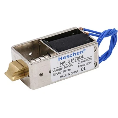 Imagen de Hechen solenoide electroimán HS S1670DL DC24V 40N 10mm cierre de puerta tipo empuje marco abierto