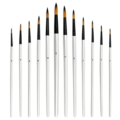 Imagen de Cozlly 12Pcs Set de Pinceles para Principiantes, Artistas y Niños, Punta Redonda, Pintura Acrilica Profesional, Cepillo Nylon Acuarela, Gouache, Acrilico, óleo,Blanco