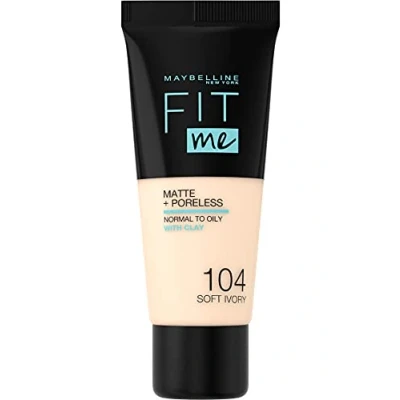 Imagen de Maybelline New York, Base de Maquillaje que Calca a tu Tono Fit me! Mate y Afinaporos, Color: 104 Soft Ivory