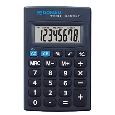 Imagen de DONAU Tech K DT2086 01 Calculadora (8 dígitos, 85 x 56 9 mm, con indicador de 8 Funciona Pilas, diseño Compacto)