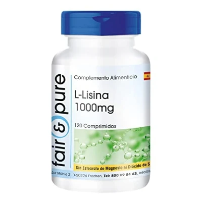 Imagen de Fair &amp; Pure® L Lisina comprimidos 1000mg altamente dosificado vegano 120