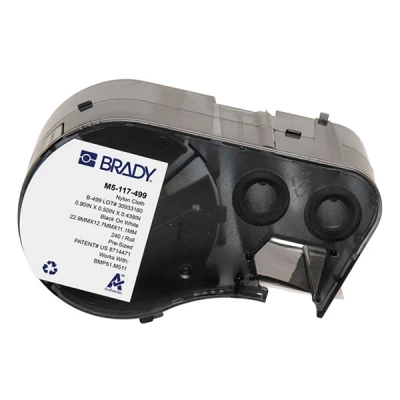 Imagen de M511 Brady M5 117 499 etiquetas de tela nailon negro sobre blanco 12,7 mm x 25,4 (original)