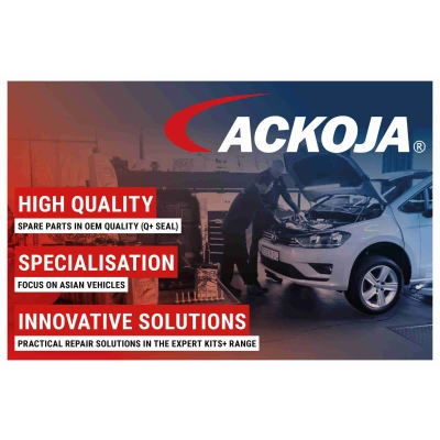 Imagen de ACKOJA A37 0071 Barra oscilante, suspensión de ruedas con apoyo caucho arriba, Eje delantero, izquierda Brazo oscilante transversal Chapa acero