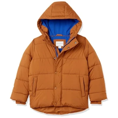 Imagen de Amazon Essentials Chaqueta Gruesa y Acolchada con Capucha Niño, Marrón Claro, 11 12 años