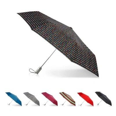 Imagen de Totes Titan Paraguas ecológico grande con cierre automático, resistente al viento y agua, diseño floral, multicolor