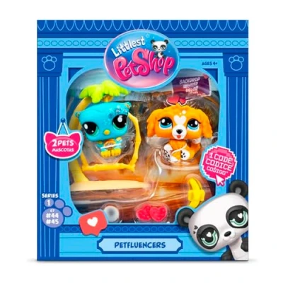 Imagen de BANDAI Littlest Pet Shop Pack PETFLUENCERS Amigos AL Atardecer BF00561 Incluye 2 Mascotas, 4 Accesorios, 1 Fondo, Tarjeta de coleccionista, código Virtual, Generación 7, años+