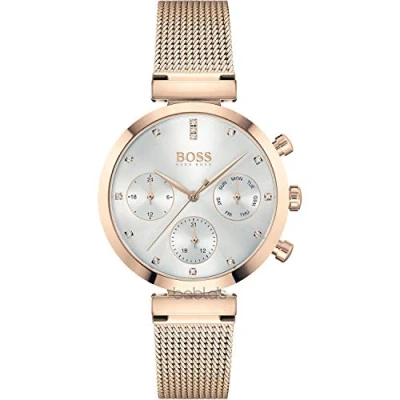 Imagen de BOSS Reloj Analógico de Cuarzo multifunción para mujer con correa malla acero inoxidable color oro rosado 1502553