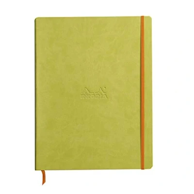 Imagen de Clairefontaine Rhodiarama Cuaderno flexible 160 páginas rayadas, marfil 22 x 29,7 cm 90 g verde Anis