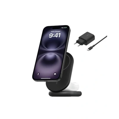 Imagen de Cargador Magnético Plegable 2 En 1 Belkin Qi2 15w Negro