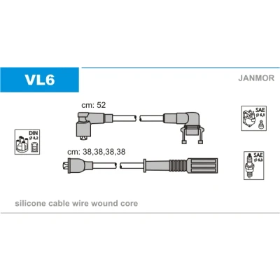 Imagen de JANMOR VL6 Juego de Cables Encendido VOLVO: 340 360 Hatchback