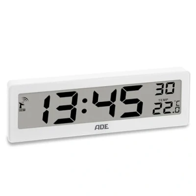 Imagen de ADE Reloj Digital radiocontrolado con indicador de Temperatura dígitos Muy Grandes Pantalla fácil Lectura Blanco