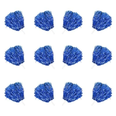 Imagen de Dxmcgttbd 12 Pompones Animadora,Flores de animadoras,Pompones Animadora Plástico,Pompones Azules Animadora,Animadora Poms,para competición Deportiva, Bailar, animadores, Adultos, niños (Azul)