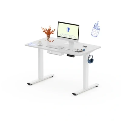 Imagen de FLEXISPOT 100X60cm Escritorio Elevable Eléctrico con Tablero Entero, Standing Desk, Mesa de 4 Opciones Memoria Inteligente para Oficina y Hogar(Blanco)