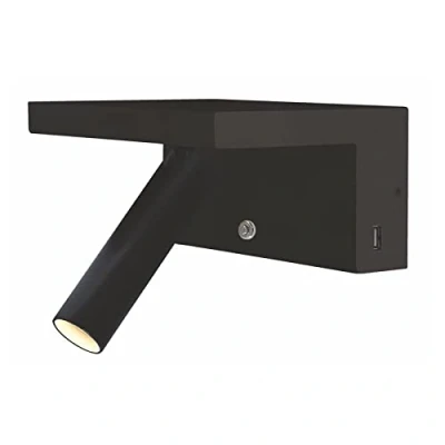Imagen de Beneito Faure Beam Lámpara de lectura LED regulable (5 W, 220 V, 40, 2700 K, con estación carga USB), color negro