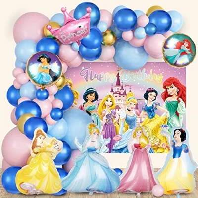 Imagen de Decoración Cumpleaños Princesas, Globos Telón de Fondo Princesas Latex, Globo Aluminio Princesa, Decoracion Fiesta Infantil