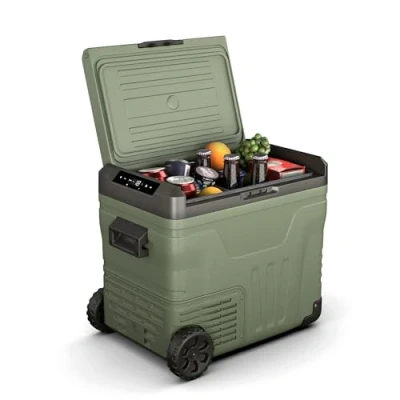 Imagen de KLARSTEIN PolarForce 50L Nevera portátil eléctrica con compresor, Panel LCD, 20C a 20C, Modo Eco, Ruedas Todoterreno, Asas Dobles, Ideal para Camping &amp; Viajes, Freezer