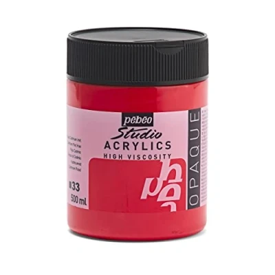 Imagen de Pebeo Acrílico Fine Studio Pintura Acrílica, 500 ml, Rojo (Rojo Cadmio Imitación)