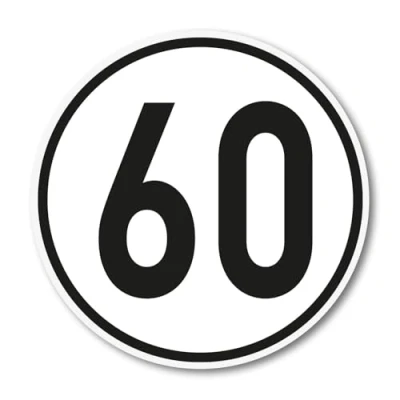Imagen de Pegatinas de 60 km/h, tamaño 20 cm diámetro, adhesivo velocidad I kfz_540