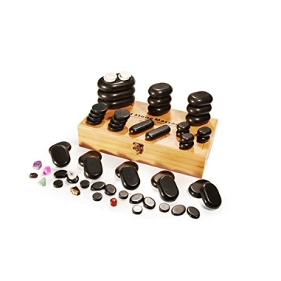 Imagen de Master Massage Hot Stone Piedras de masaje (60 unidades, en caja decorativa bambú)
