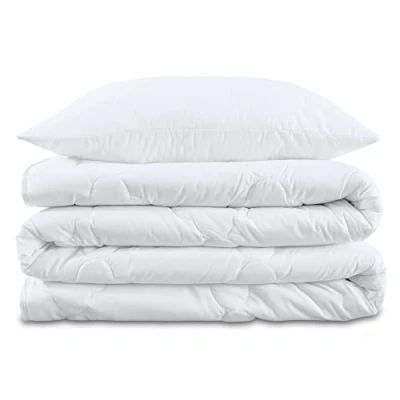 Imagen de Amazinggirl Edredón nórdico de Invierno 155 x 220 cm edredones Manta para Dormir Acolchado cálido Blanco Microfibra Conjunto: con Almohada 80X80