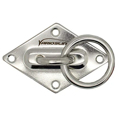 Imagen de Variosling® Placa Metálica Soporte/Anclaje/Montaje de Pared y Techo con Anillo para Entrenamientos en Suspensión, Sacos Boxeo, Hamacas, Toldos, etc. Muy Grande, Acero Inoxidable