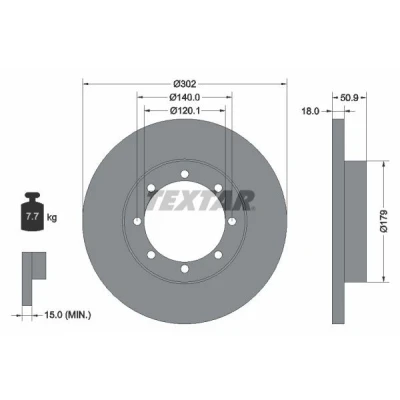 Imagen de TEXTAR 92230803 Disco de freno 302 18 08/08 140 macizo revestido sin perno sujeción rueda, buje rueda RENAULT: MASTER 3 Kasten,
