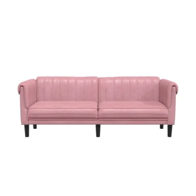 Imagen de vidaXL Sofá de 3 Plazas, Asiento Relax con Respaldo Reposabrazos, Sillón Tapizado Televisión, Mueble para Salón, Terciopelo Rosa