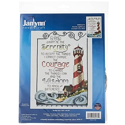 Imagen de Janlynn Kit para Cuadro de Punto Cruz, diseño Faro con Texto en inglés