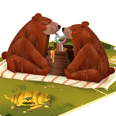 Imagen de papercrush® tarjeta desplegable con diseño de osos enamorados, dulce amor en 3D para mujer, hombre o parejas, cumpleaños, aniversario boda, declaración