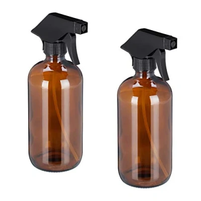 Imagen de Relaxdays Pulverizador Agua Cristal, 2 x 500 ml, Boquilla Niebla y Chorro, Cuidado Pelo, Rellenable, Atomizador, Marrón, ml