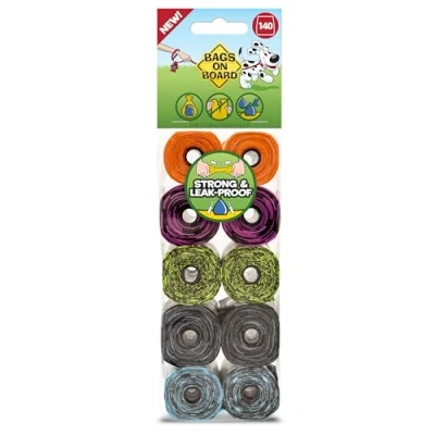 Imagen de Bags on Boardel Perro Poop Pick Up Bolsas, Estampado (Paquete de 140)