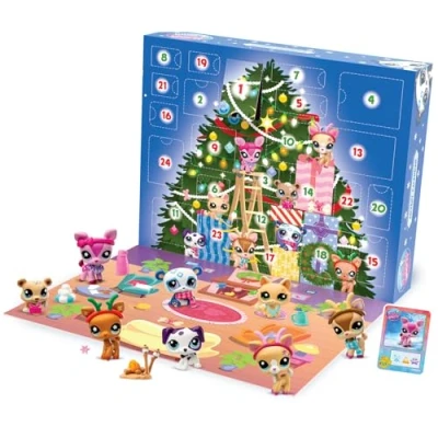 Imagen de Bandai Littlest Pet Shop Calendario de Adviento 8 y 16 accesorios 24 días Navidad Minifiguras animales Juguete para niños a partir 4 años BF00609