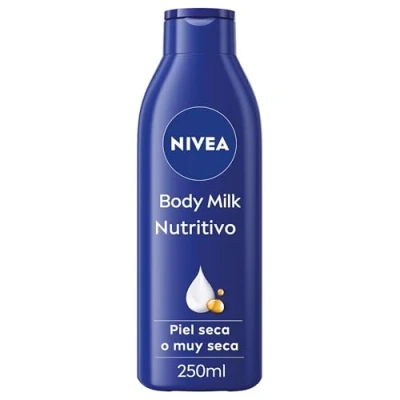 Imagen de NIVEA Body Milk Nutritivo (1 x 250 ml), leche corporal que hidrata durante 72 h, crema hidratante con aceite de almendras y ácido hialurónico, para piel seca