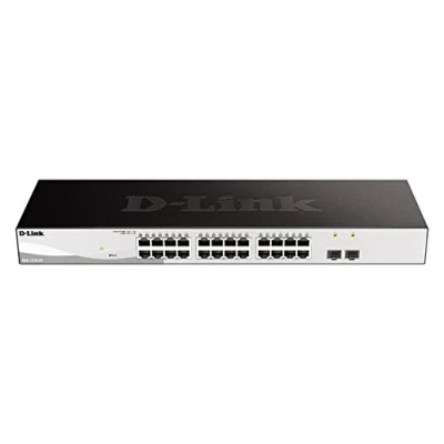 Imagen de D Link DGS 1210 26/E Switch 24 Puertos Gigabit y 2 SFP 100/1000 Mbps (Altura 1U, VLAN automática para Video vigilancia telefonía IP) Solo Cable de alimentación la UE