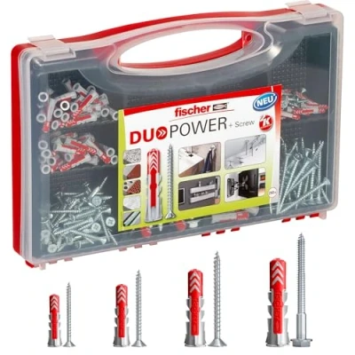Imagen de Fischer redbox duopower con vite 140x tasselli + viti, per fissaggio su muro pieno, mattone forato, cartongesso e calcestruzzo cellulare, 536091